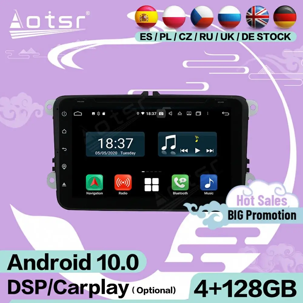 4 128G Carplay Screen Multimedia Stereo Android Player Per Vw Volkswagen Universal Gps Navigation Audio Radio Receiver Head Unit
