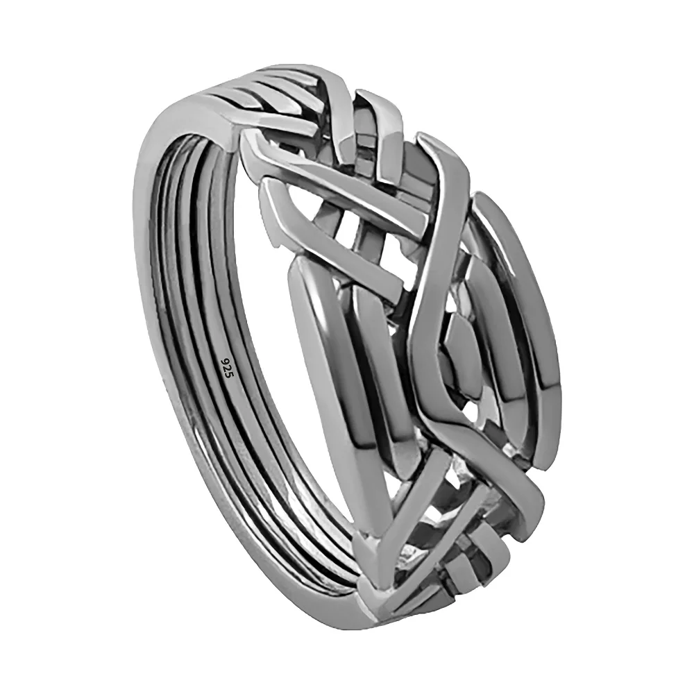 6 Band 925 Real Sterling Silber Regen16.T Жkischer Puzzle Nodo Intrecciato Damen Herren