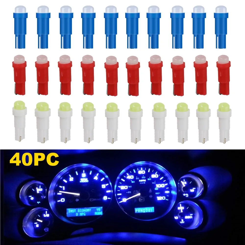 40Pc T5 Led Lampadina Cruscotto Dash Light 1-Smd Wedge 74 2721 37 17 73 Pc74 Lampadine A Led Per Strumento A Grappolo Calibro Interno Auto