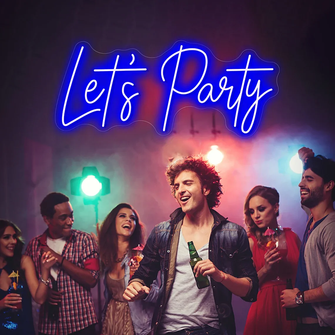 Lets Party Neon Sign-Party Decor Led Neon Sign Pool Party Sign Garden Party Sign Home Bar Neon Sign Light Word Sign Luce Al Neon