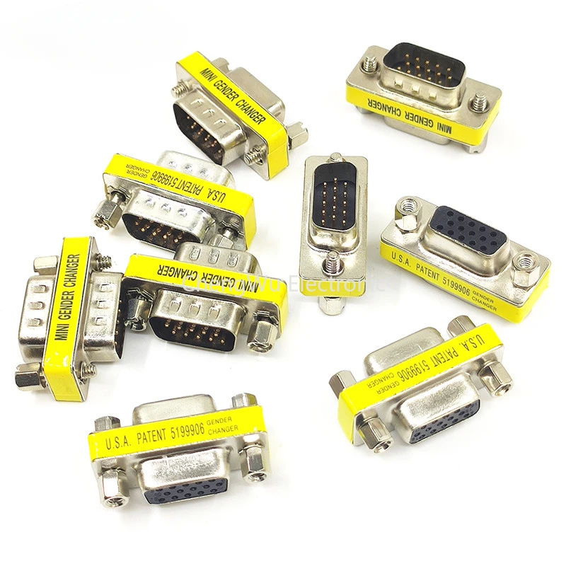 5Pcs Db15 Vga Connettore Mini Gender Changer Adapter 15 Pin Joint Porta Seriale M/M M M/F F/F Converter
