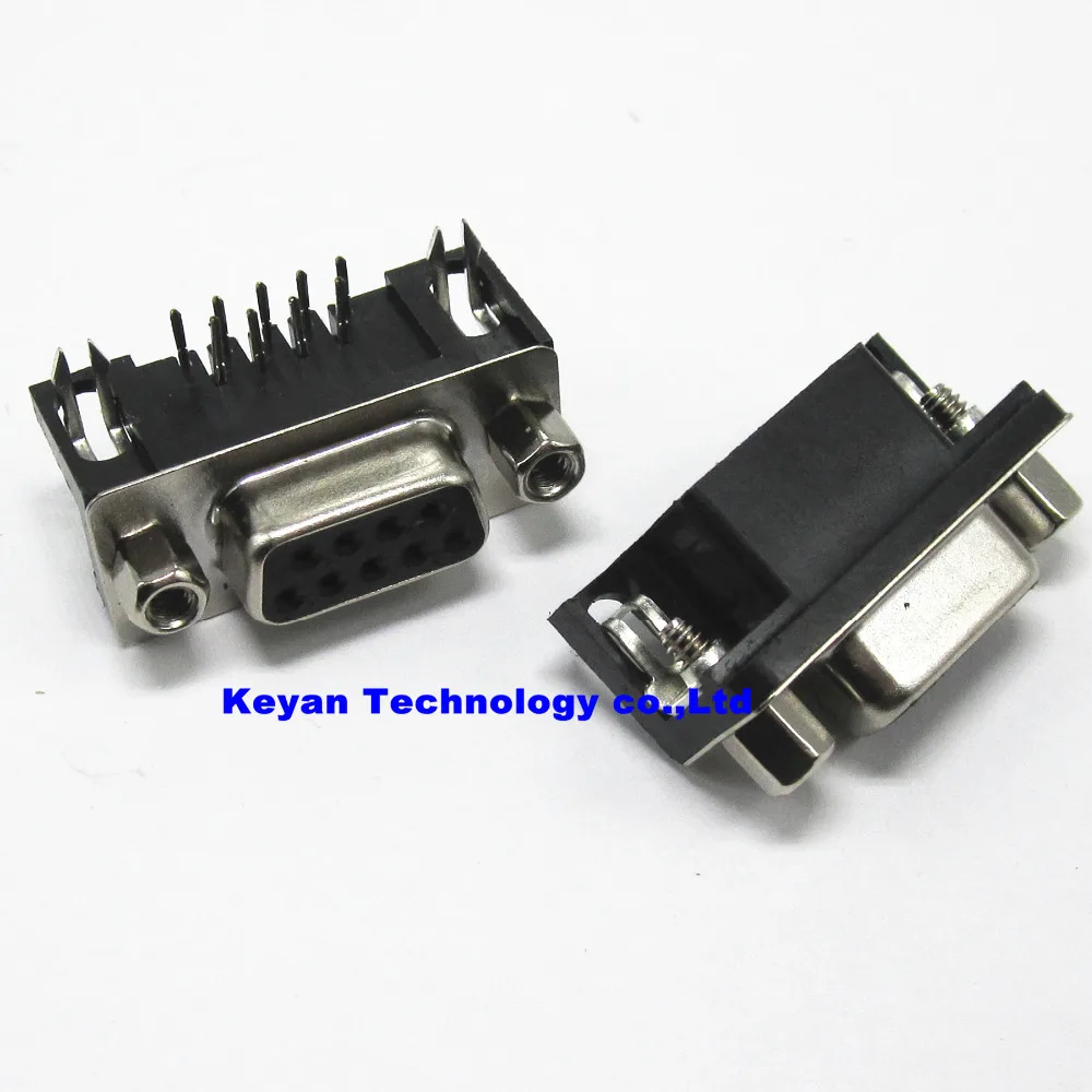 10 Pz Db9 Femmina Pcb Mount, D-Sub 9 Pin Pcb Connector, Connettore Rs232 Gradi Bent Needle Dr9