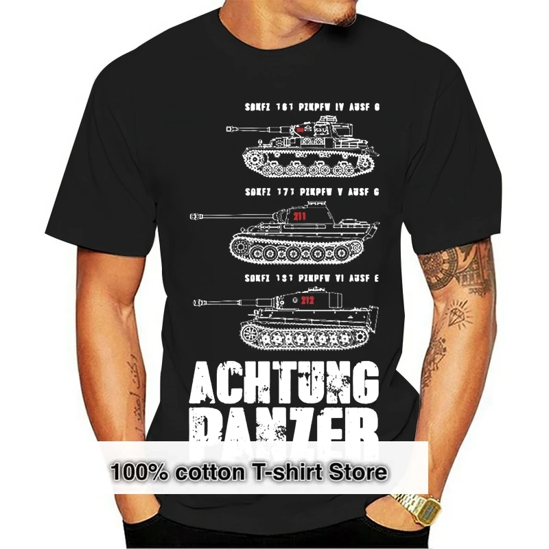 Custom Men Achtung Panzer World Of Tanks Tees T-Shirt Comoda Casual Short-Sleeved3