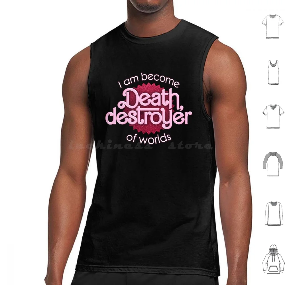 Barbenheimer I Am Diventa La Morte, Destroyer Of Worlds Parody Canotte Gilet Senza Maniche Strano Divertente Snazzy Seagull Muslimah