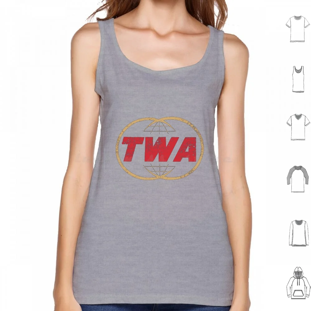 Twa Retro-Trans World Distressed Canotte Stampa Cotton Twa Trans World Retro Vintage Travel Airplane Aviation