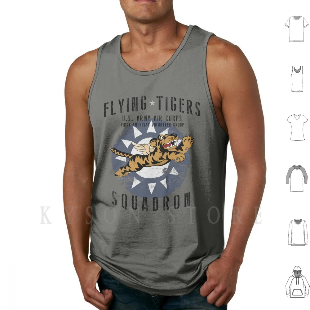 Flying Tigers Squadron Us Army Air Corps Wwii Canotte Vintage Gilet 100% Cotone Flying Tigers Ww2 Wwii World War 2