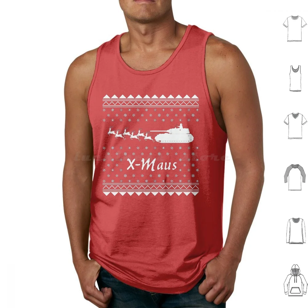 X-Maus (X-Mas) Canotte Super Pesanti Stampa Canotta In Cotone Maus Panzer Wwii Ww2 Wot World Of Tank Maus Germany Army
