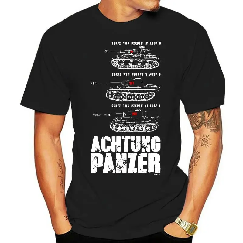 Custom Men Achtung Panzer World Of Tanks Comoda Maglietta Casual A Maniche Corte