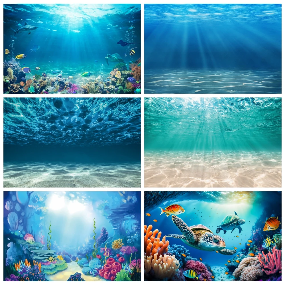 Mondo Subacqueo Fondale Marino Oceano Pesce Sottomarino Corallo Acquario Acquario Ritratto Bambino Fotografia Sfondo Studio Fotografico