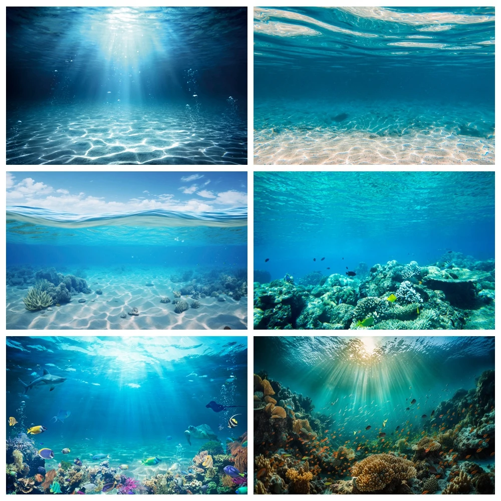 Sfondo Del Fondale Del Mondo Subacqueo Ocean Water Undersea Fish Coral Aquarium Tank Baby Birthday Party Photography Background Decor