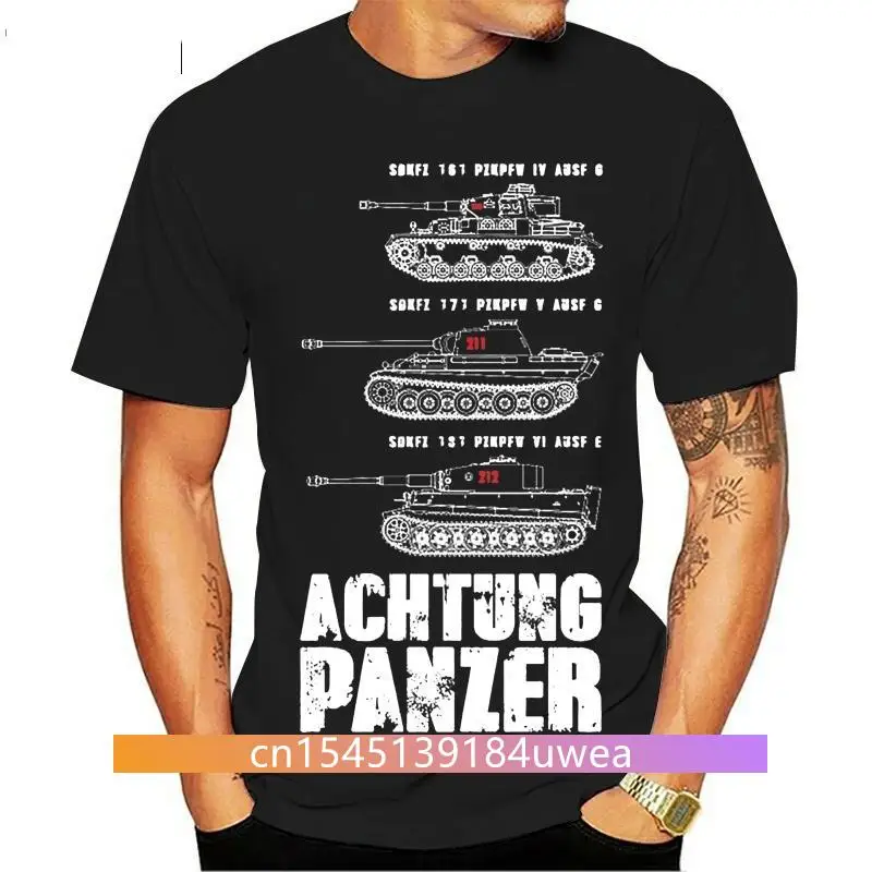Custom Men Achtung Panzer World Of Tanks Tees T-Shirt Comoda Casual Short-Sleeved3
