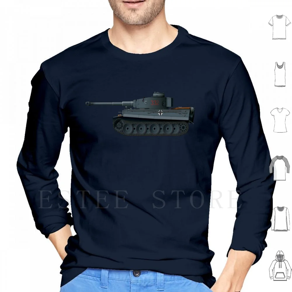 Tiger I German Battle Tank Felpe Con Cappuccio Manica Lunga Tiger Tiger Tank Tiger I Tiger 1 Heavy Tank Wwii World War Two
