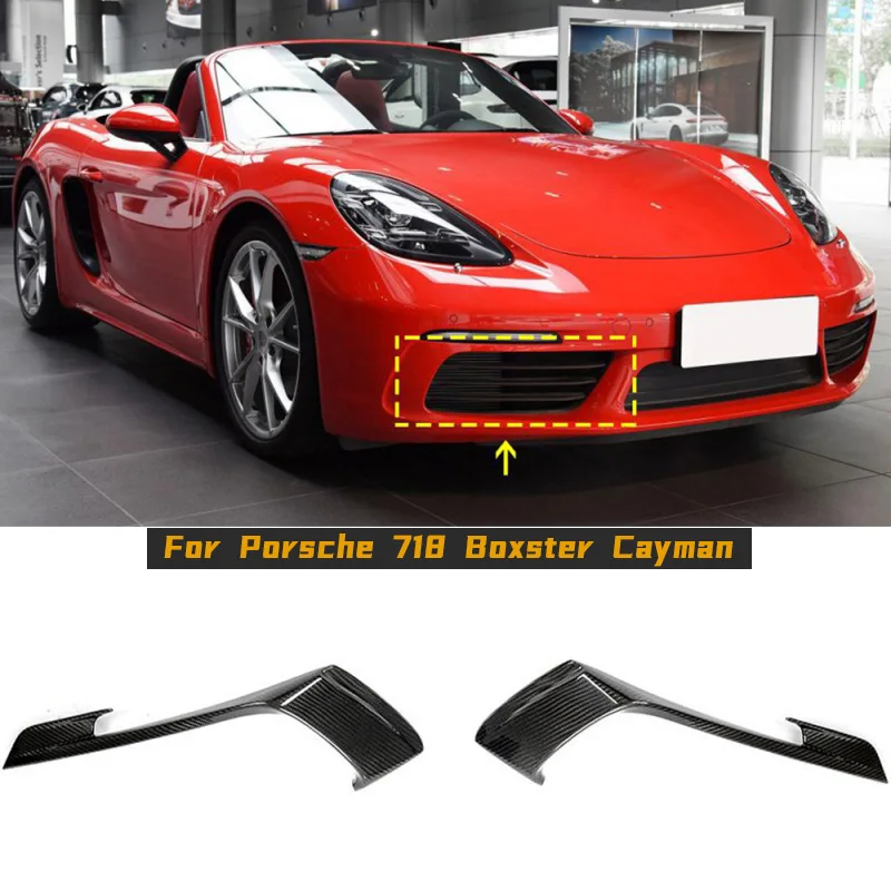 For Porsche 718 Boxster Cayman Standard 2016-2019 Car Front Fog Lamp Cover Trim Carbon Fiber Front Bumper Fog Lamp Cover Trim