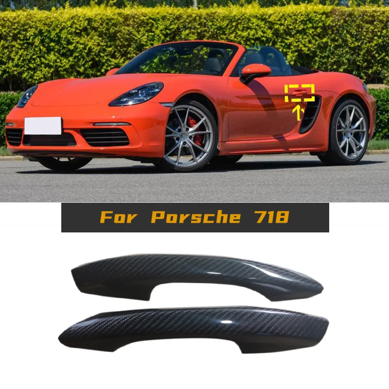 For Porsche 718 Boxster Cayman 2016 - 2020 Side Door Trims Covers 2 Pcs Real Carbon Fiber Car Door Handle Covers Trims