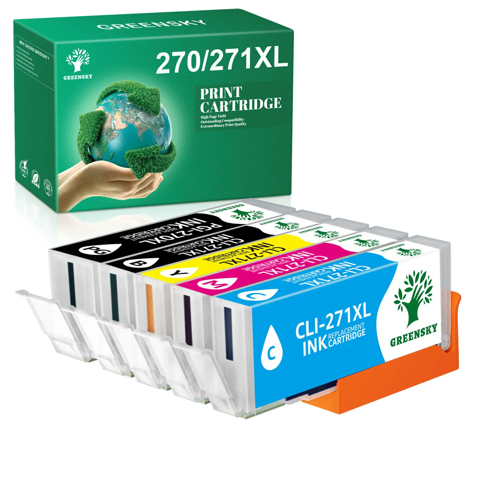 Confezione Da 5 Pgi-270 Xl Cli-271 Xl Inchiostro Per Stampanti Canon Pixma Mg7700 Mg7720 Ts8020