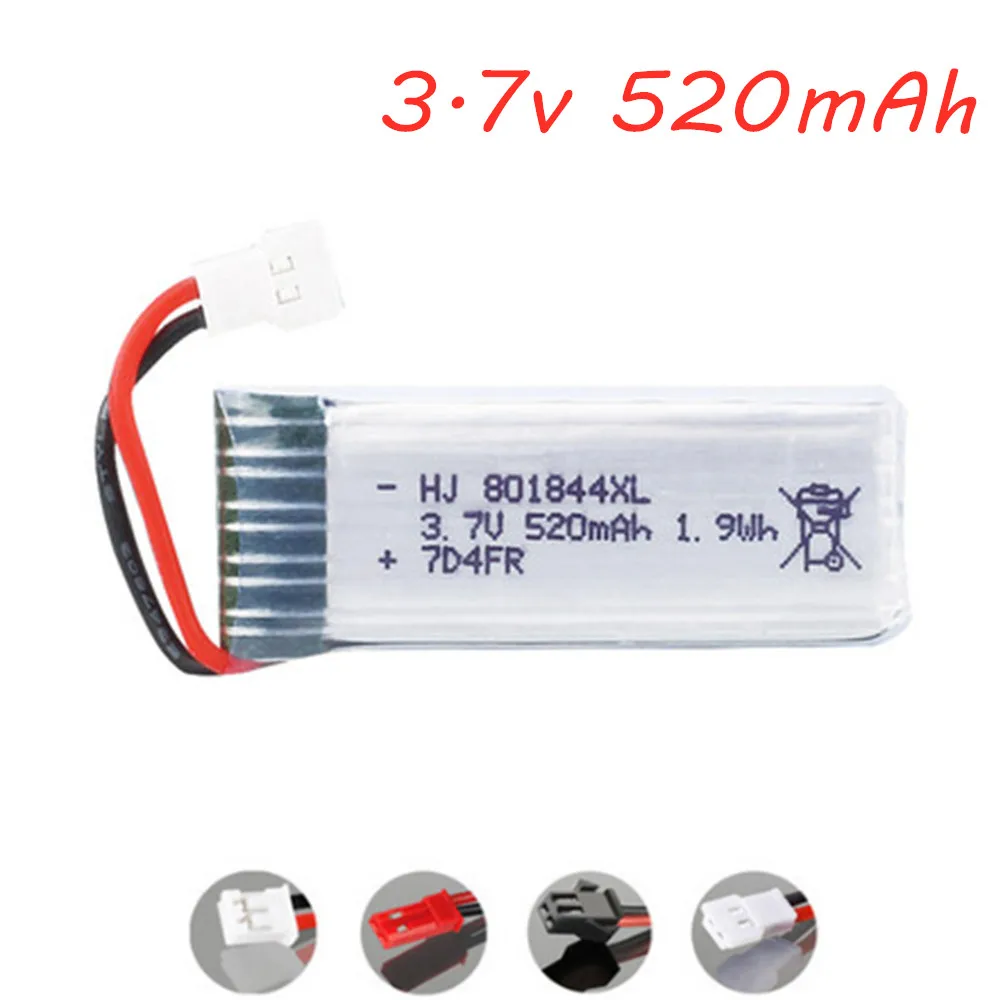 3.7V Rc Battery For Hubsan H107P 801844 3.7V 520Mah 25C Lipo Battery For H107P Rc Camera Drone Quadcopter Spare Parts 1Pcs