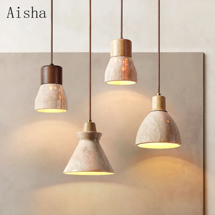 Nordic Yellow Cave Stone Lampada A Sospensione Vintage Homestay Hanging Light Island Restaurant Designer Bedroom Comodino Lampadario
