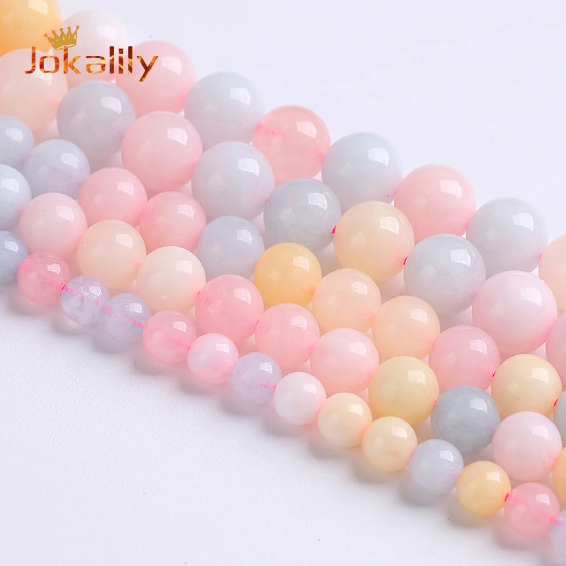 Natural Stone Morganite Beads For Jewelry Making Round Loose Beads Diy Bracelet Necklace Accessories 6 8 10Mm 15" Inch Wholesale