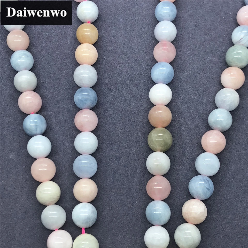 Perline Di Morganite 4-12Mm Rotonde Naturali Sciolte Rosa Beryl Stone Bead Fai Da Te Per Gioielli