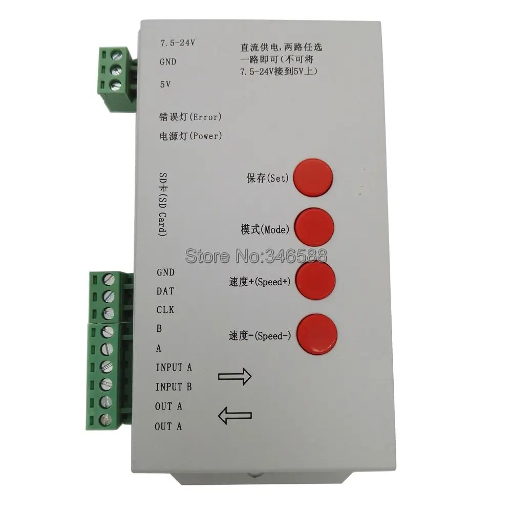 T-1000S 2048 Pixel Dmx 512 Controller Sd Card Ws2801 Ws2811 Ws2812B Lpd6803 Led Strip Dc5V 12V 24V Rgb Controller A Colori
