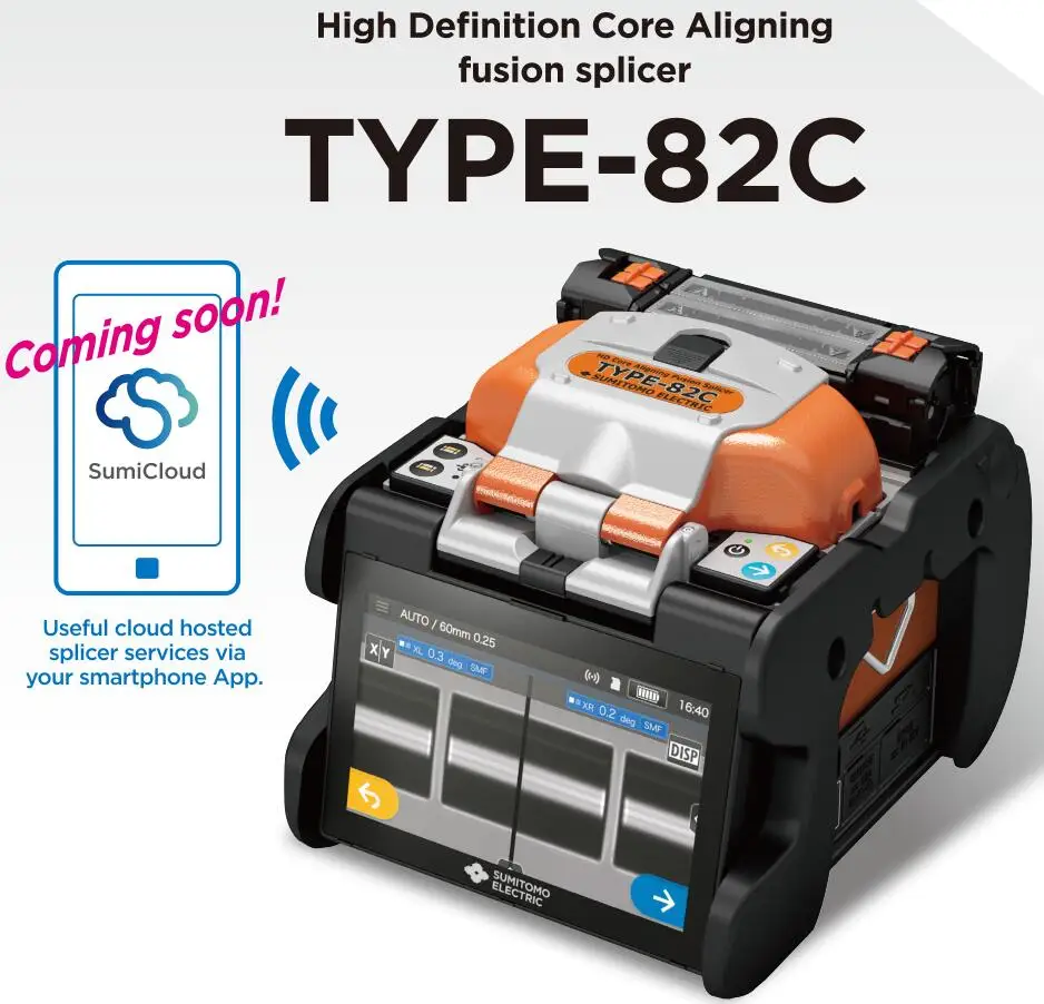 Aggiornato Sumitomo Type-82C High Definition Core Aligning Fusion Splicer T-82C Splicing Machine Con Batteria 6000Mah 5.0 ''Touch