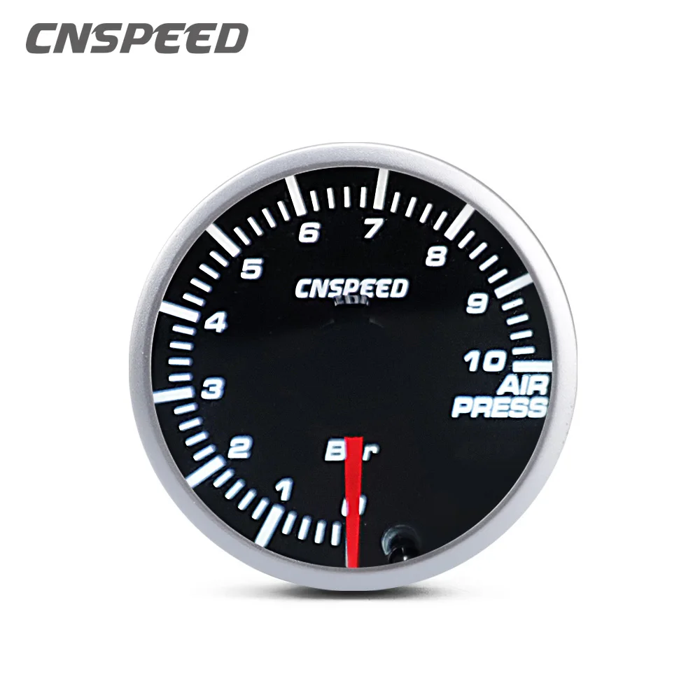 2 Pollici 52Mm 12V Racing Car Air Press Ure Meter 10 Colori Led 0-10Bar Air Press Gauge Telaio Nero Puntatore Rosso Con Sensore