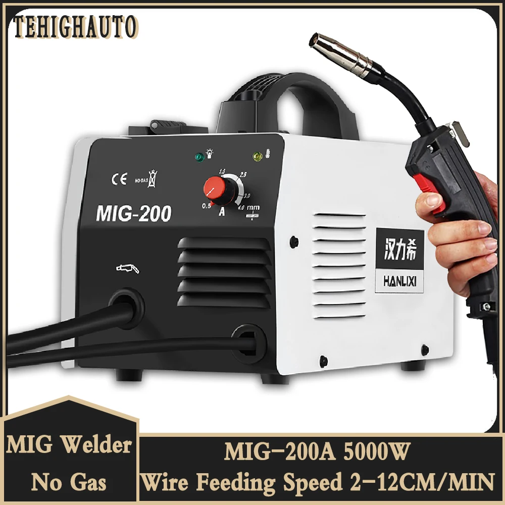 Saldatrice Mig No Gas 5000W 200A Piccola Semiautomatica Per Saldatrice Mig Flussante Filo Saldatrice Senza Gas Inverter
