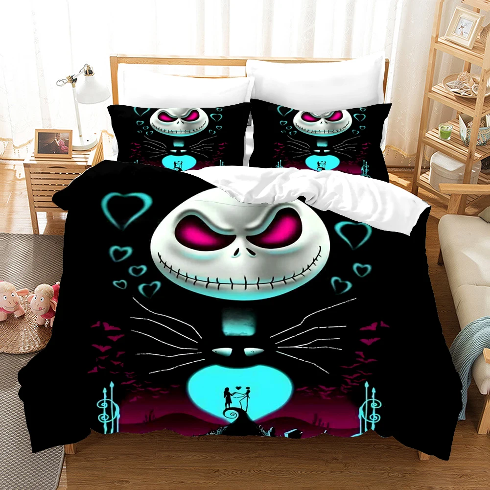 Nightmare Before Christmas Copripiumino Con Fodera Per Cuscino Set Da Letto Jack E Sally 3D Skull Christmas Bedding Set Arredamento Per Camera Da Lett