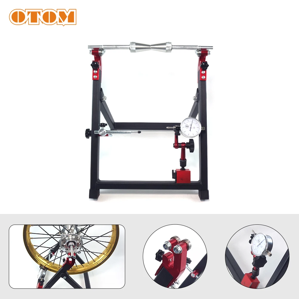 Otom Motorcycle Universal Tool Wheel Rim Balance Recording Stand Pieghevole Wheel Balcncer Con Indicatore Del Quadrante Per Crf Yzf Ktm Kx