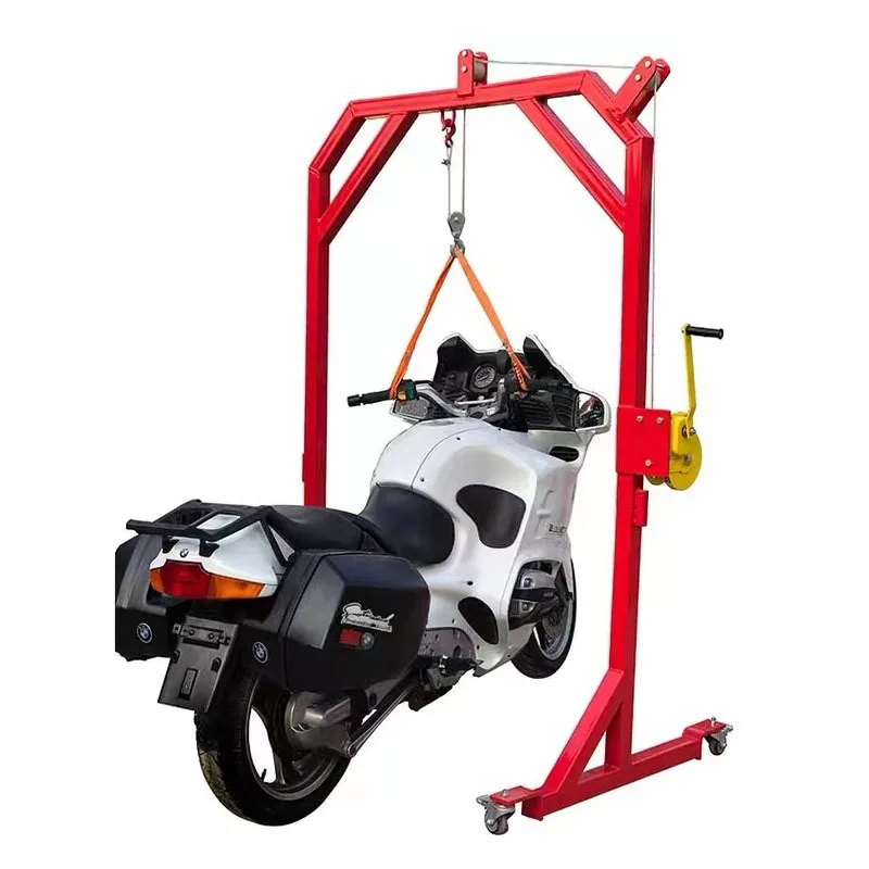 Large Displacement Motorcycle Gantry Crane 680Kg Capacity Heavy Vehicle Lifting Mobile Assembly Disassembly Front Wheel With Ce