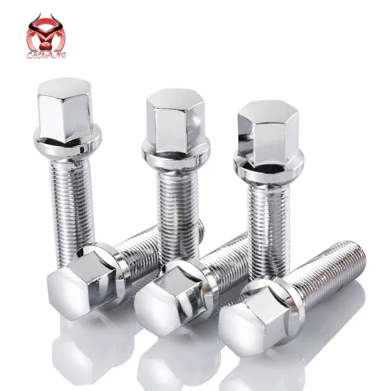 10Pcs Car Wheel Alloy Steel Nut Bolts Screw For Porsche Audi Benz Volkswagen Cc Golf Polo M14X1.5 Thread Length 28/35/40/45/50Mm