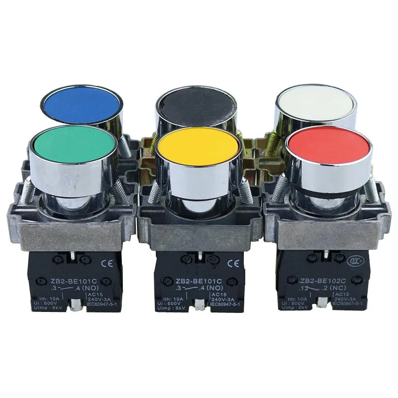 Interruttore A Pulsante Momentaneo 22Mm 10A/240V Pannello Tondo Piatto Circolare Di Piccole Dimensioni Nc/No Xb2-Ba31 Xb2-Ba42 Zb2-Be101C 102C