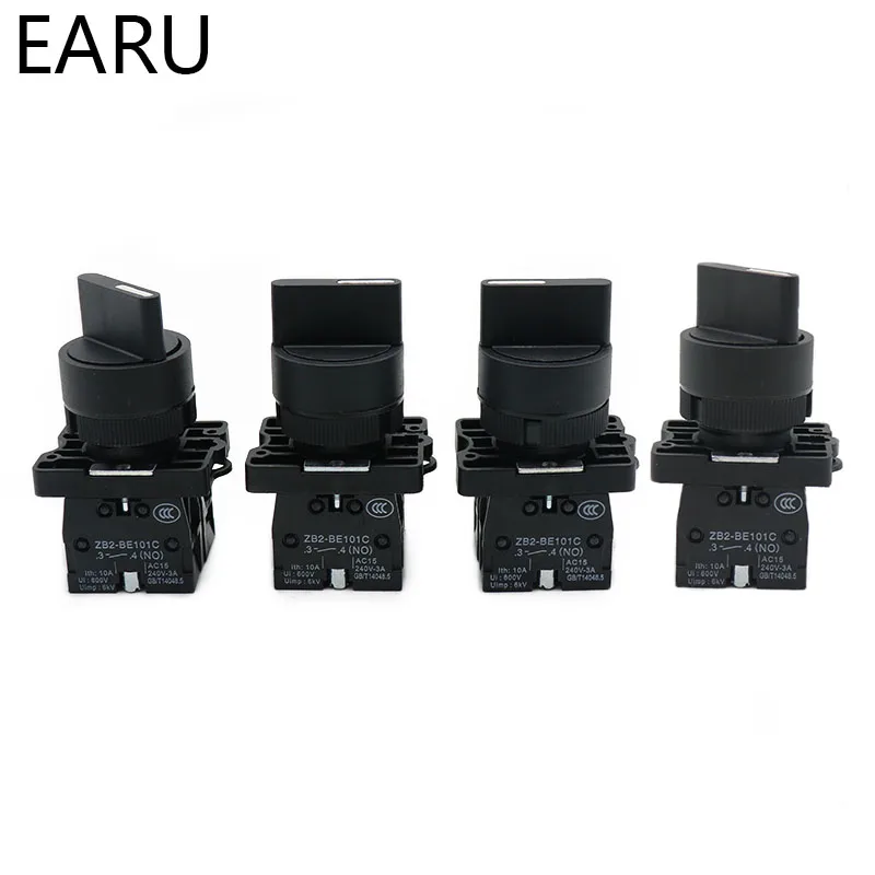 Xb2-Ed21 Xb2-Ed25 Xb2-Ed33 Xb2-Ed53 2/3 Posizione 1No/1Nc 1No/2No A Scatto Auto-Lock Momentaneo Selettore Rotary Push Interruttore Di Pulsante
