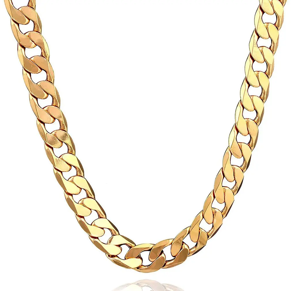 Catena Cubana Punk Collana In Oro Da Uomo 46/51/56/61/66/71/76Cm Catena A Cordolo A Maglie 18K Collana Lunga Per Donna Gioielli Di Moda Regalo Di Fasc
