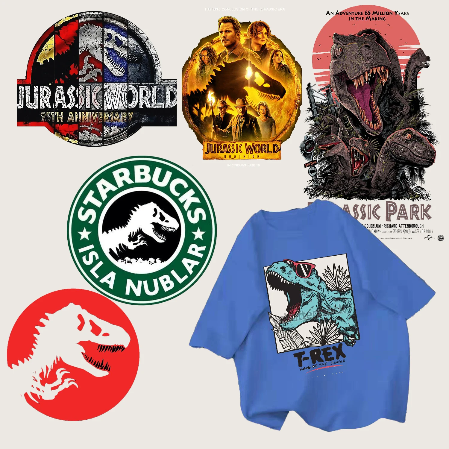 Jurassic Park Heat Transfers Adesivo In Vinile Per Vestiti Homer Dinosauri Jurassic Park Iron On Patch On Abbigliamento T-Shirt Fai Da Te