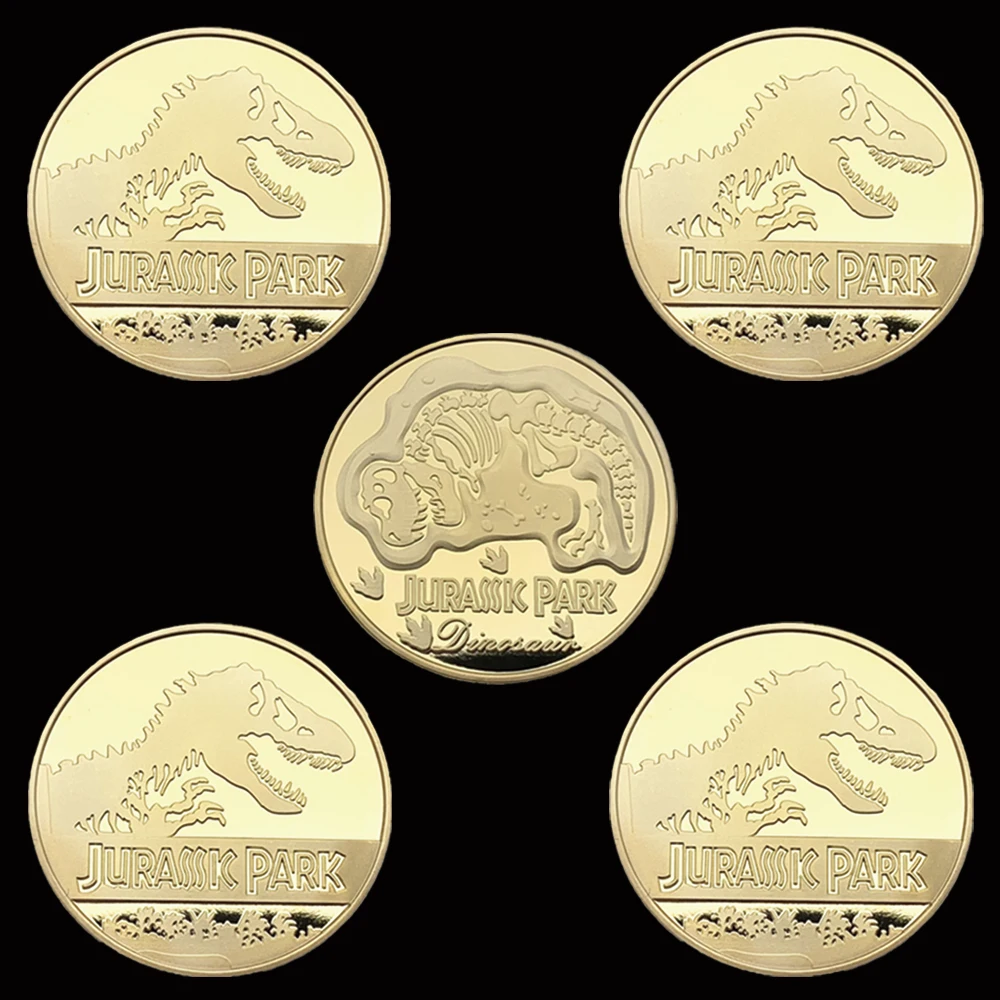 5 Pezzi Usa Jurassic Park Dinosaur Commemorative Us Coin Gold Collection Regali Di Natale