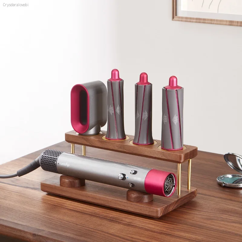 Top Supporto Portaoggetti In Noce Nera Per Dyson Airwrap Supporto In Legno Per Dyson Countertop Rack Luxury Support Organizer