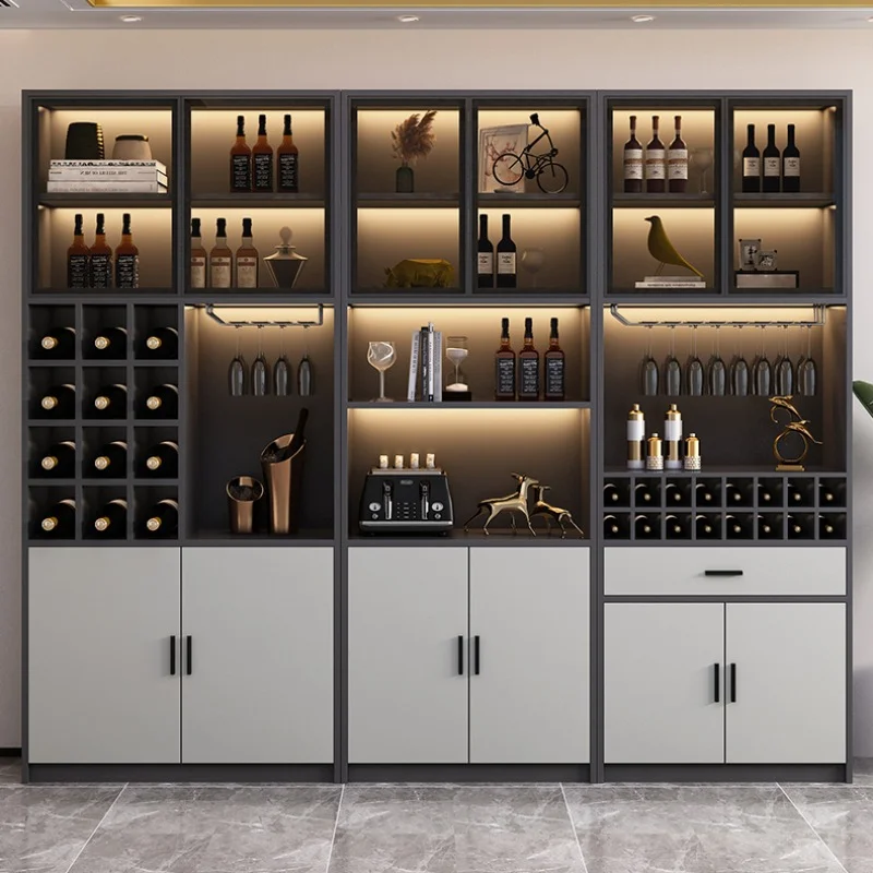 Display Storage Wine Cabinets Modern Glass Simplicity Restaurant Wine Cabinets Luxury Wall Meuble Vin Bar Furniture Qf50Jg