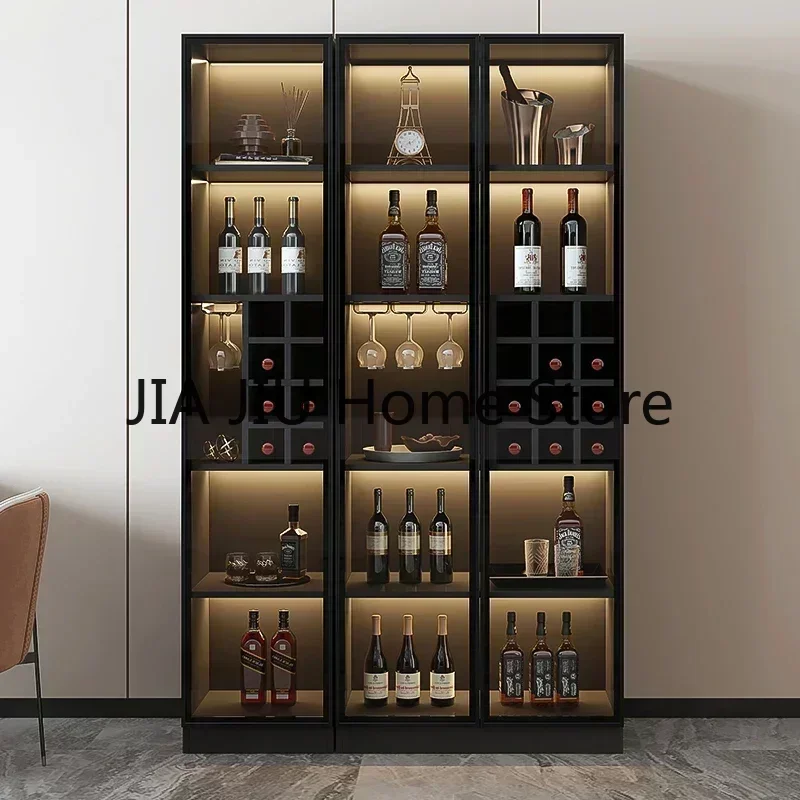 Wall Display Wine Cabinets Living Room Luxury Modern Kitchen Wine Cabinets Simplicity Glass Botellero Vino Bar Furniture Qf50Jg