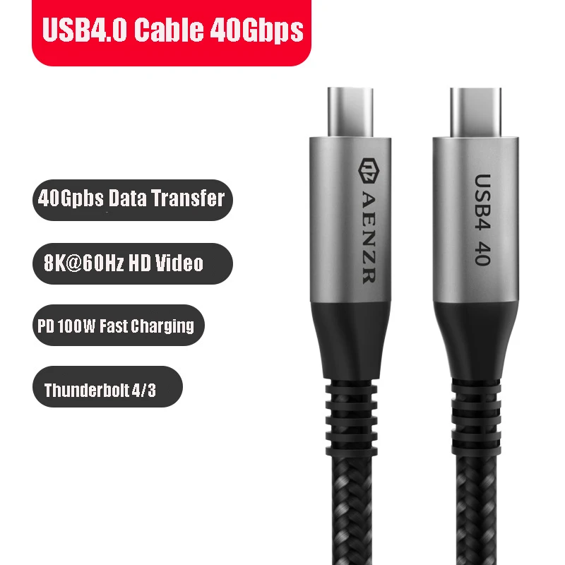Cavo Usb4 Da 100W Thunderbolt 4/3 Da Usbc A Usbc 8K A 60Hz Cavo Di Ricarica Rapida Per Trasferimento Dati Per Macbook Pro Ssd Hub Typec Cavo Da 40Gbps