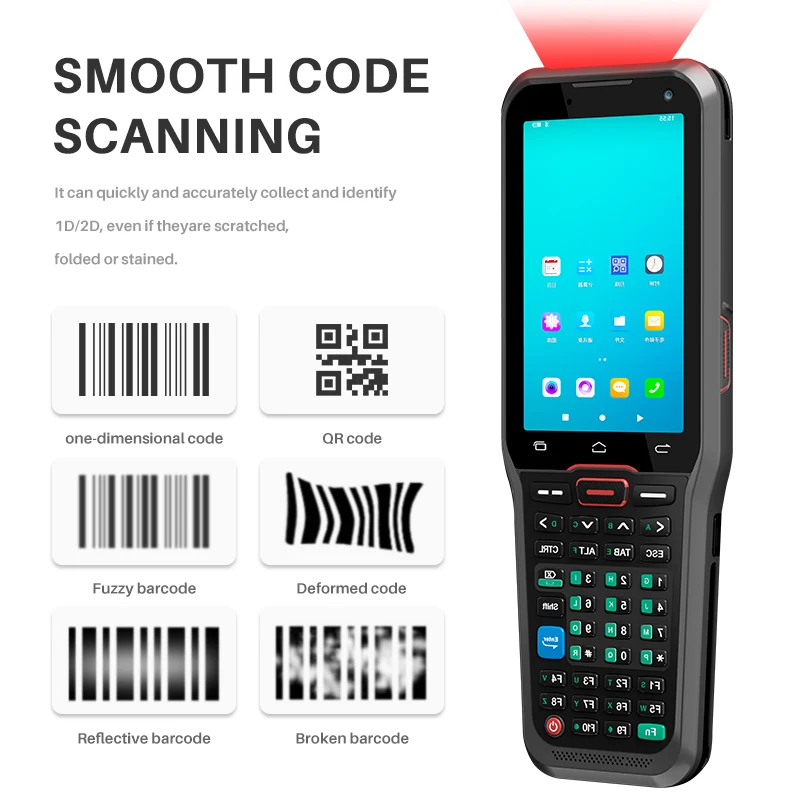 Terminale Dati Pda Pos Palmare Pda Android Pda Scanner Di Codici A Barre Da 4 Pollici Per Lettore Di Codici Pistola Scanner Supermercato Logistico Mag