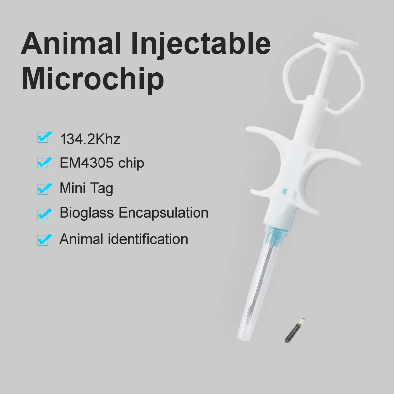 100Pcs Pet 134.2Khz Fdx-B Chip Animal Id Microchip Siringa Per Il Monitoraggio E L'Identificazione Degli Animali