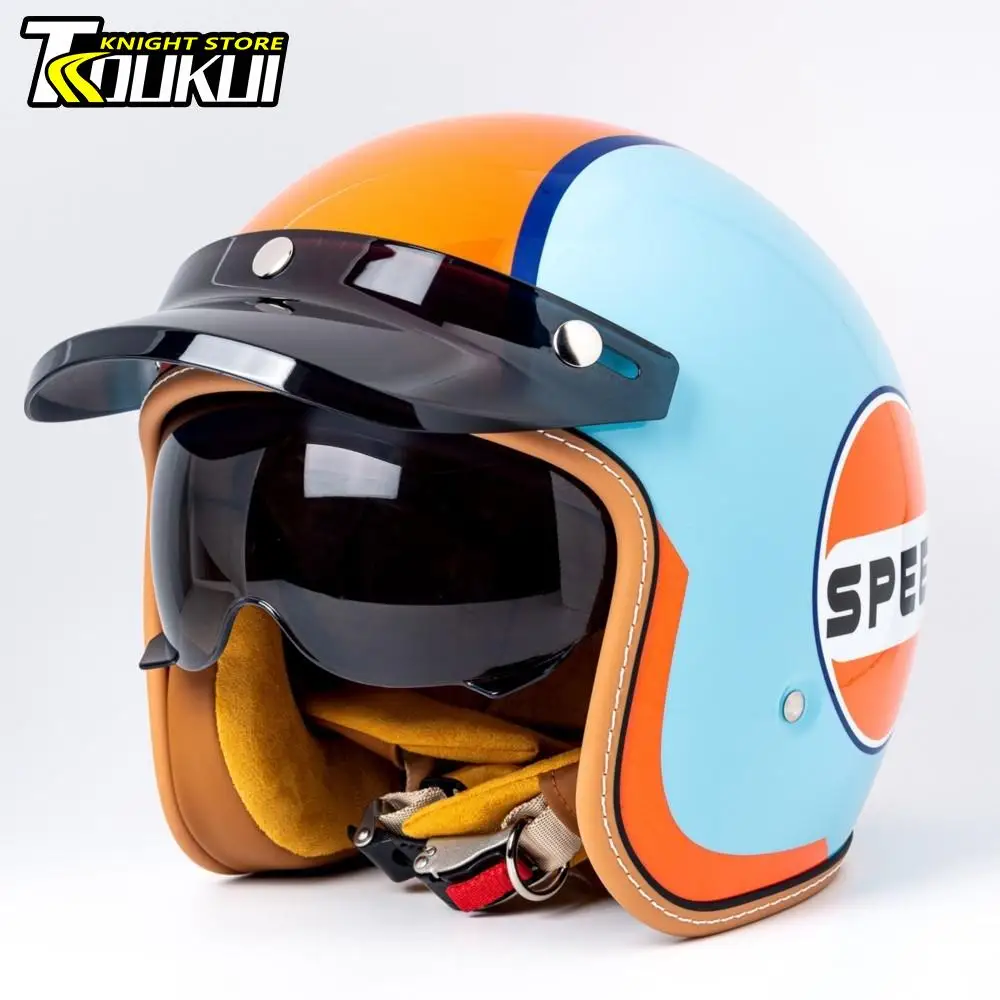 Casco Moto Scooter Four Seasons Capacete De Moto Scooter Casco Motociclista Open Face Retro Casco Moto Casco Da Ciclismo