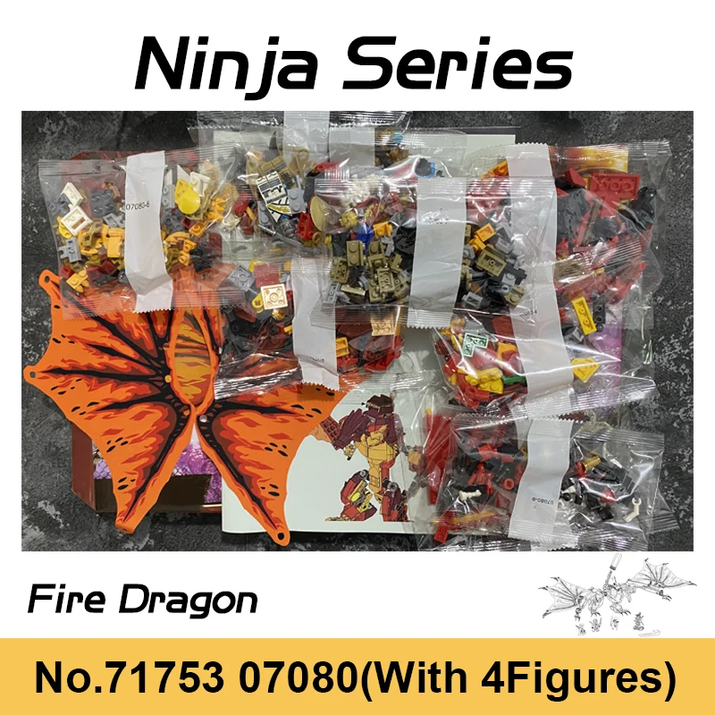 563Pcs Ninja Series Season 16 Kai Fire Dragon Building Blocks Compatibili 71753 Flame Dragon Mech Bricks Toys For Boys Gifts