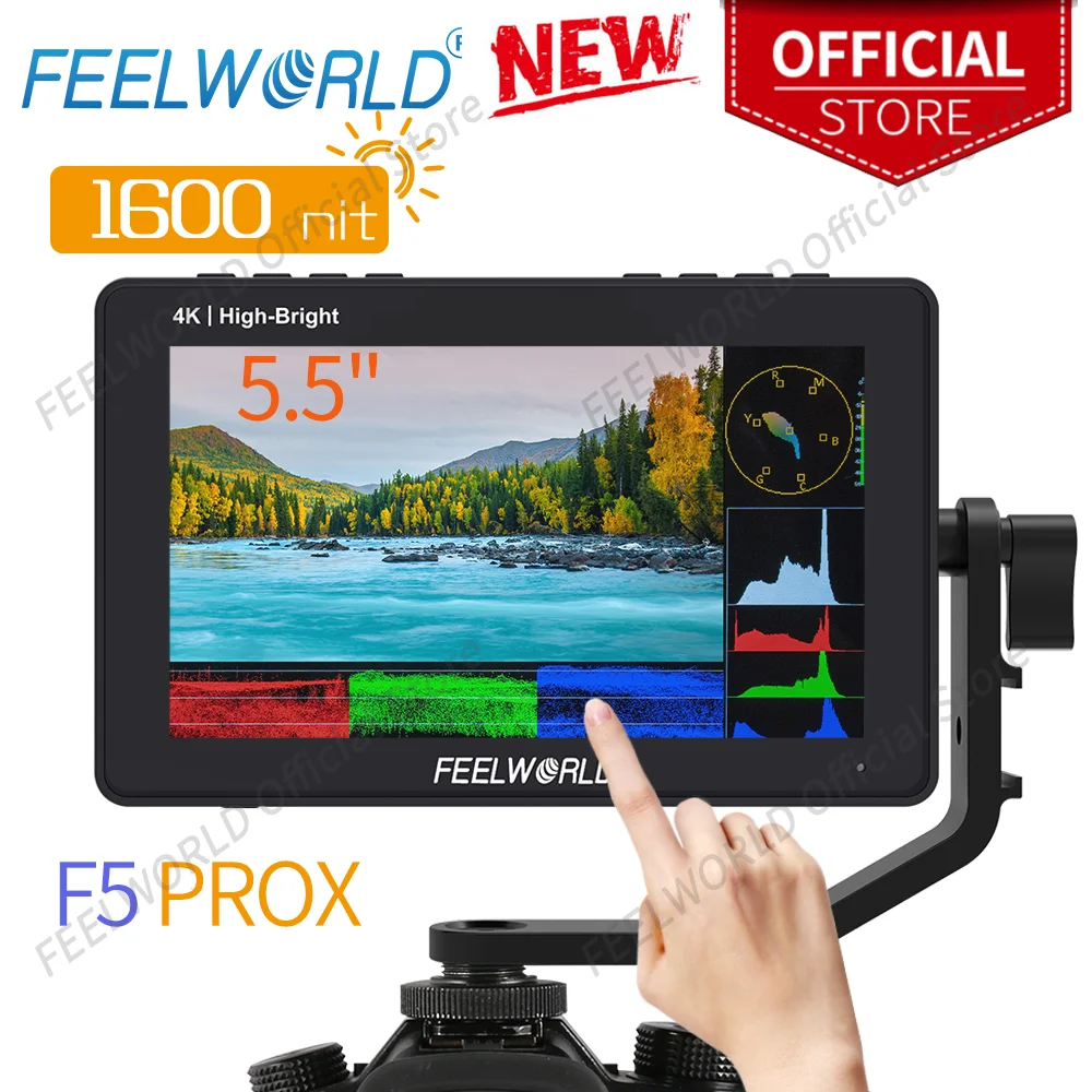 Feelworld F5 Prox 5.5 Pollici 1600Nit High Bright Full Hd Ips Panel Touch Screen Dslr Camera Monitor Da Campo 4K Hdmi 3D Luts Per Rig