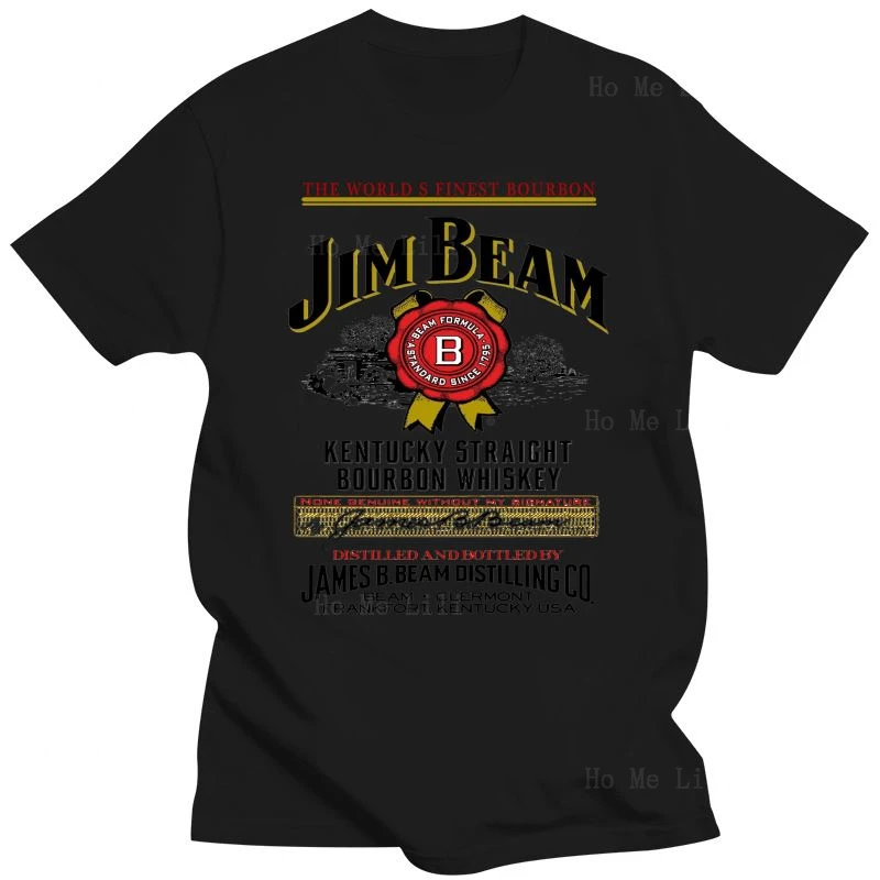 Abbigliamento Uomo Unico Cotone Maniche Corte O-Collo Motore Pazzo Grande Logo Jim Beam T-Shirt Personalizzata