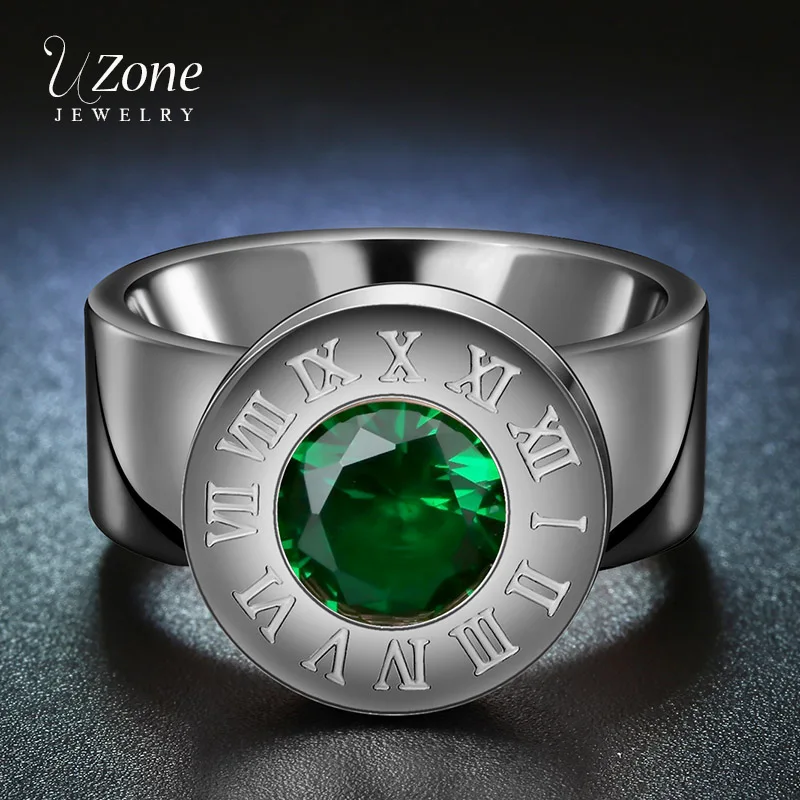 Uzone Luxury Wedding Birthstone Midi Ring Stone Anello Sostituibile In Acciaio Inossidabile Per Regalo Di Gioielli Da Sposa Da Donna
