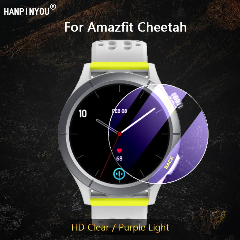Per Amazfit Cheetah (Round) Smartwatch Ultra Slim Clear / Anti Purple Light 2.5D 9H Pellicola Proteggi Schermo In Vetro Temperato