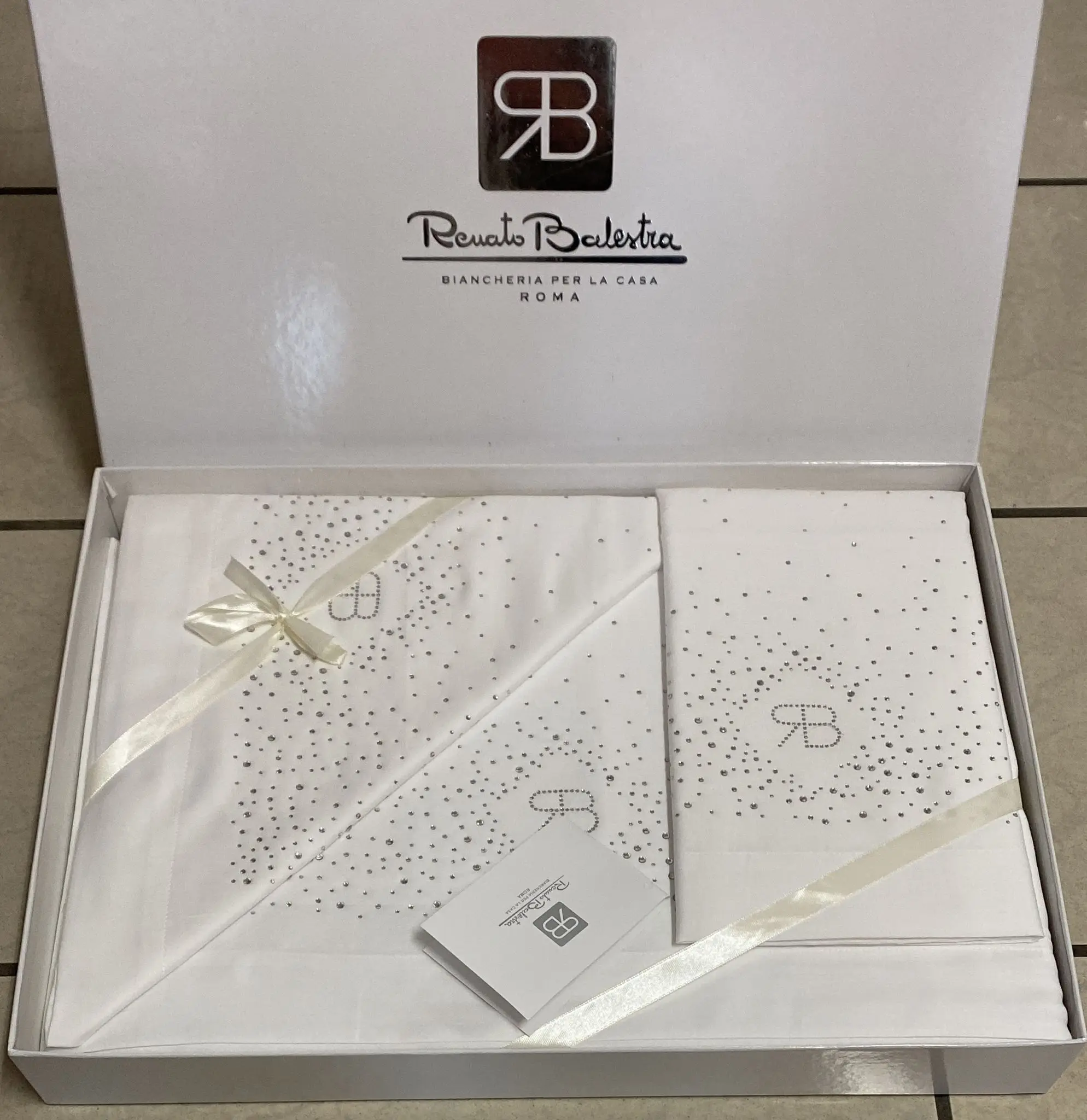 Lenzuola Letto Matrimoniale Renato Balestra Swarovski Cristel Strass
