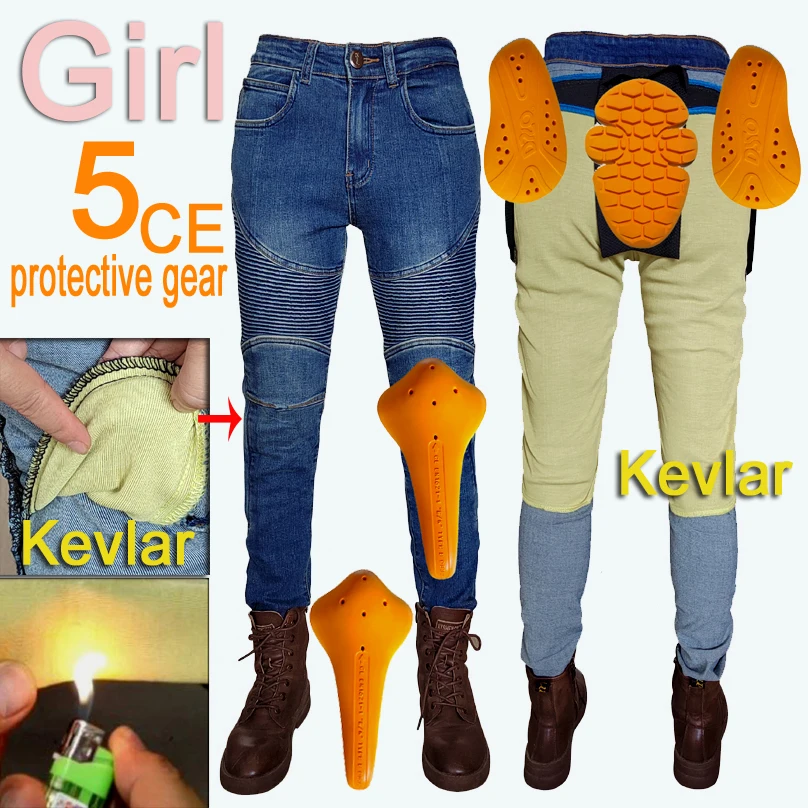 Jeans Moto Da Donna Kevlar Donna Moto Jeans Equipaggiamento Protettivo Equitazione Touring Pantaloni Moto Pantaloni Motocross Blu Xxs Xs S